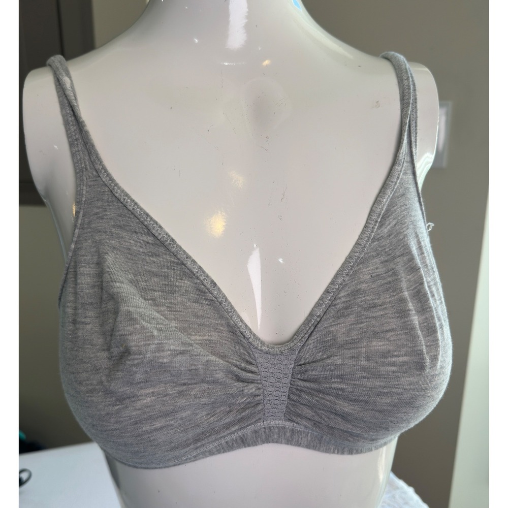 Warner's Bralette Vintage‎ 90s Gray Cotton Blend Heathered Wireless 36 A-B-C